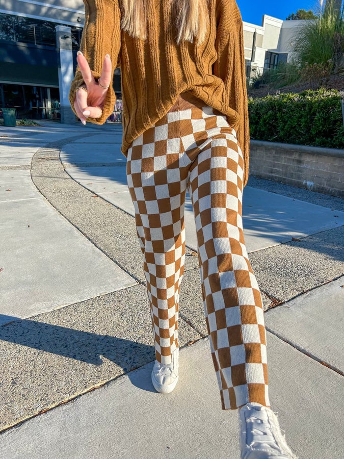 Checkered Knit Pants