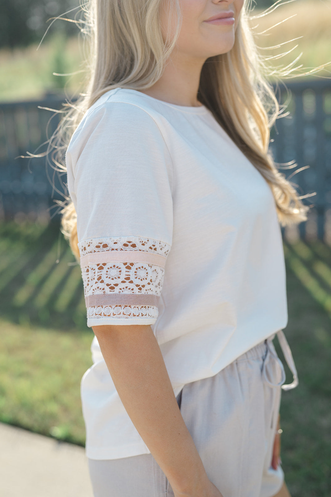 Lace Contrast Tee